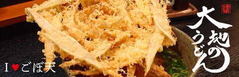 大地のうどんのゴボウ天うどん